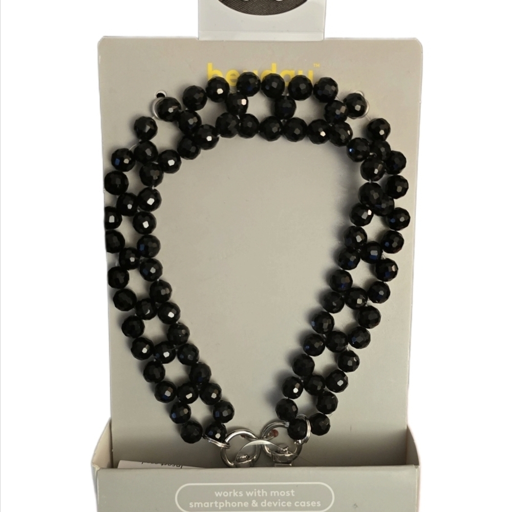 Heyday Black Faceted Beads Phone Wristlet